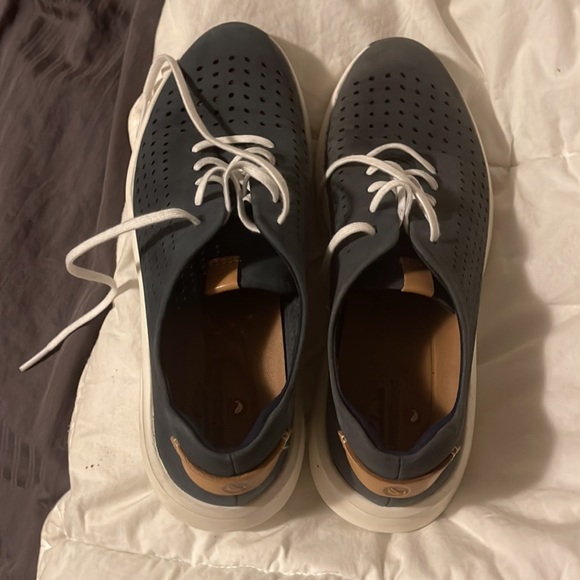 Clarks Womens Un Rio Tie Navy Nubuck Lace-Up Trainers - Picture 5 of 7